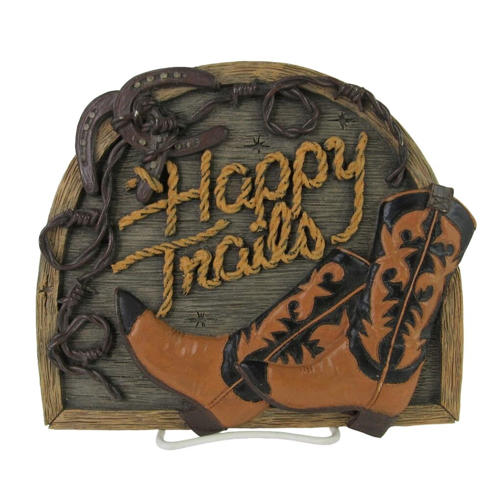 Cowboy Boots Decorative Wall Plaque Hanging Vintage 90's Happy Trails